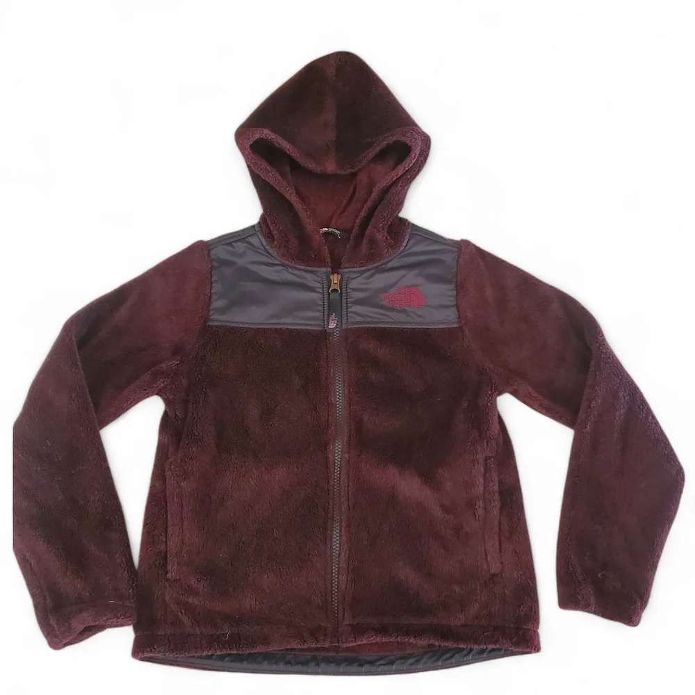 THE NORTH FACE Burgundy Fleece Fleece‎ Full Zip Hoodie Jacket/Coat Girl's SZ 7/8